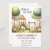 Party im Park Einladung zum Geburtstag (Vorne/Hinten)