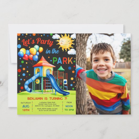 Party im Park Geburtstag Foto Einladung (Vorderseite)