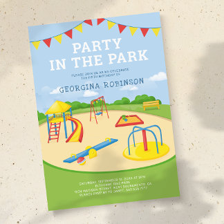 Party im Park Kindergeburtstag Einladung