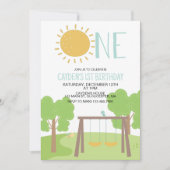 Party im Park Playground 1. Geburtstag Einladung (Vorderseite)