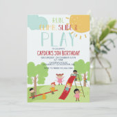 Party im Park Playground Geburtstag Einladung (Stehend Vorderseite)