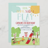 Party im Park Playground Geburtstag Einladung (Vorne/Hinten)