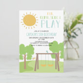 Party im Park Playground Geburtstag Einladung (Stehend Vorderseite)