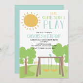 Party im Park Playground Geburtstag Einladung (Vorne/Hinten)