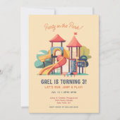 Party im Park Playground Geburtstag Einladung (Vorderseite)