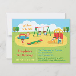 Party im Park Playground Kindergeburtstag Einladung