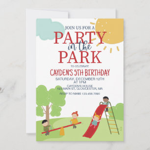 Party im Park Spielplatz Geburtstag Einladung