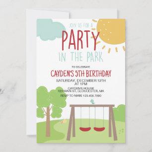 Party im Park Spielplatz Geburtstag Einladung