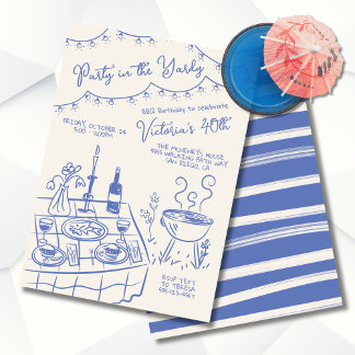 Party im Party der Yardy Hand Drawn GRILLEN Einladung