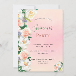 Party im Sommer Rosa Einladung
