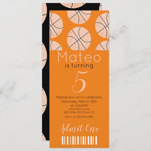 Party im Stil eines modernen Basketballmusters Einladung (Vorne/Hinten)