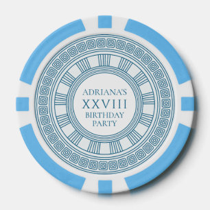 Party im Thema Antikes Griechenland mit blauem Mus Pokerchips