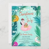 Party im tropischen Pool Weihnachten im Juli Einladung (Vorderseite)