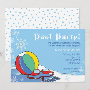 Party im Winter Boys Indoor Snowy Schwimmen Einladung