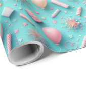 Party in Blau Geschenkpapier (Rolleneckpunkt)