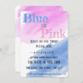 Party in blau oder rosa Wasserfarbe Einladung (Vorne/Hinten)