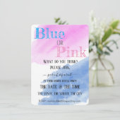 Party in blau oder rosa Wasserfarbe Einladung (Stehend Vorderseite)