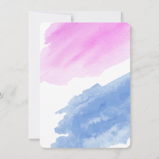 Party in blau oder rosa Wasserfarbe Einladung (Rückseite)