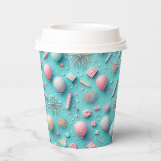 Party in Blau Pappbecher (Rückseite)