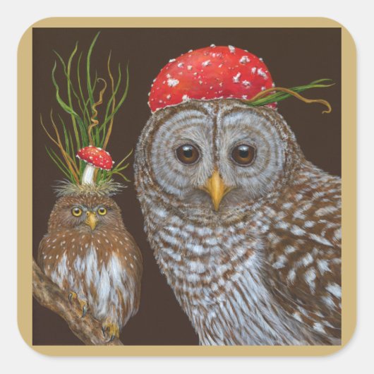 Party in den Holzaufklebern Quadratischer Aufkleber (Vorderseite)