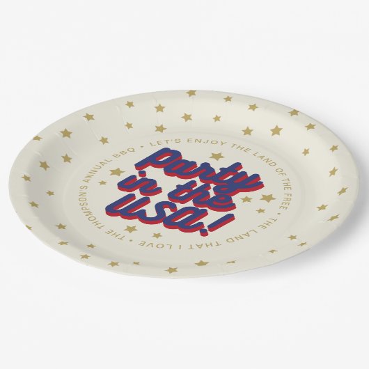 Party in den USA 4. Juli Dekorationen Pappteller (Schrägansicht)