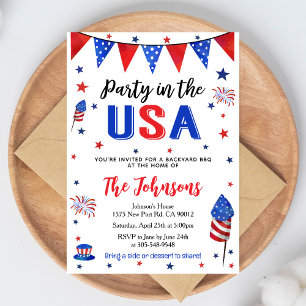 Party in den USA 4. Juli Garten BBQ-Einladung Einladung