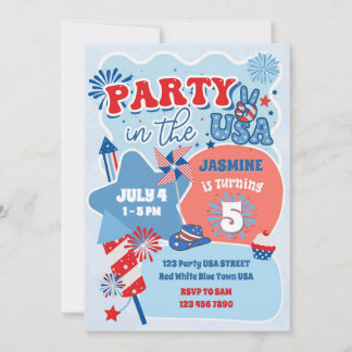 Party in den USA 4. Juli Geburtstag Einladung
