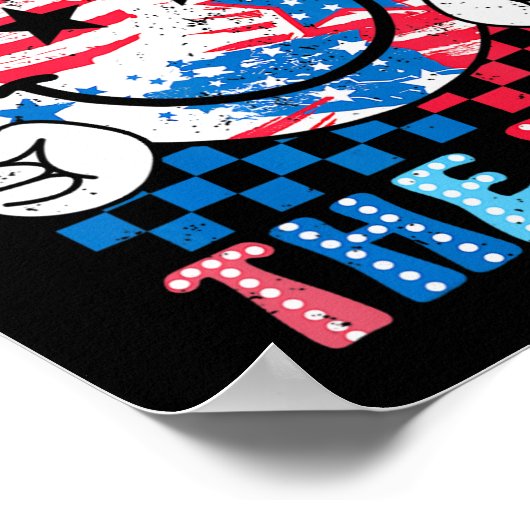 Party in den USA 4. Juli Preppy Lächeln Kinder Män Poster (Ecke)