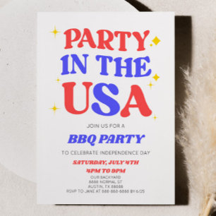 Party in den USA 4. Juli Retro-BBQ-Party Einladung