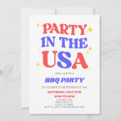 Party in den USA 4. Juli Retro GRILLEN Party Einladung (Vorderseite)