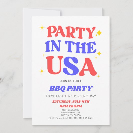 Party in den USA 4. Juli Retro GRILLEN Party Einladung (Vorderseite)
