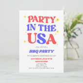 Party in den USA 4. Juli Retro GRILLEN Party Einladung (Stehend Vorderseite)