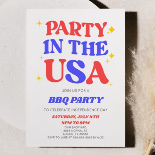Party in den USA 4. Juli Retro GRILLEN Party Einladung