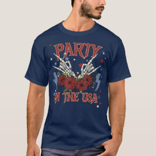 Party in den USA 4. Juli Skeleton Hände Männer Wo T-Shirt