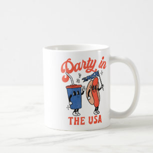 Party in den USA 4. Juli Süße Limonade und Hotdog Kaffeetasse
