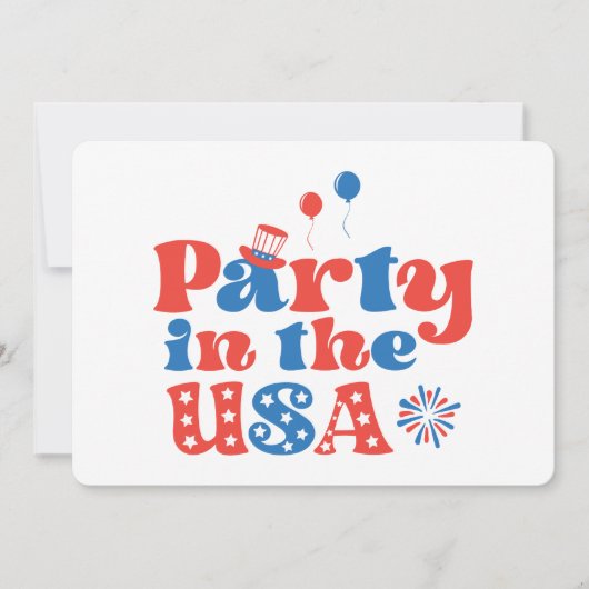 Party in den USA Einladung (Vorderseite)