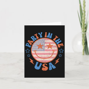 Party in den USA Happy Face Smile American Flag 4t Karte