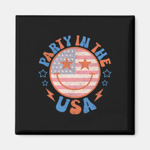 Party in den USA Happy Face Smile American Flag 4t Magnet