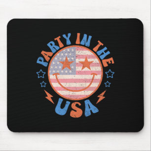 Party in den USA Happy Face Smile American Flag 4t Mousepad