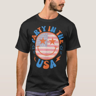 Party in den USA Happy Face Smile American Flag 4t T-Shirt