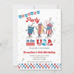 Party in den USA Kid Boy Birthday American Diner Einladung<br><div class="desc">Niedliche Geburtstag Einladung in Stil. Thema: 4. Juli Unabhängigkeitstag Geburtstag. Beruf: Geburtstag. Stil: Niedlich,  fröhlich,  Spaß. Farben: rot,  blau,  weiß,  Gold. Grafik: USA Flagge,  Sterne.</div>