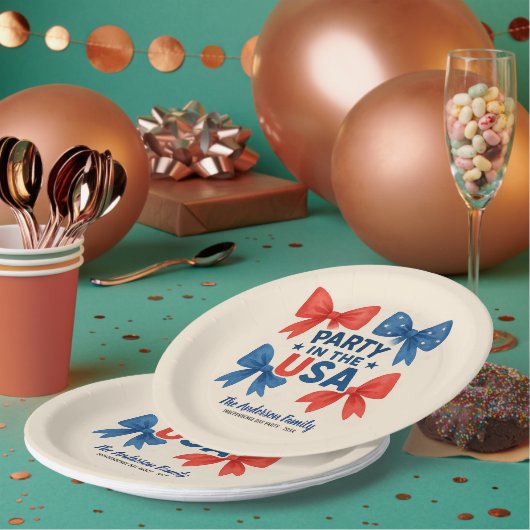 Party in den USA Patriotic 4. Juli Custom Pappteller (Multi)