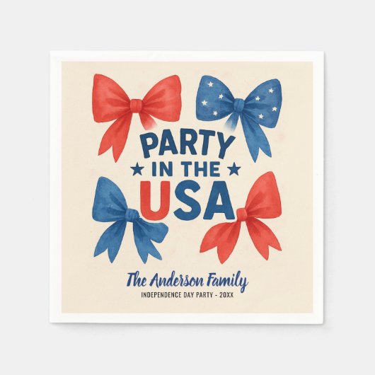 Party in den USA Patriotic 4. Juli Custom Serviette (Vorderseite)