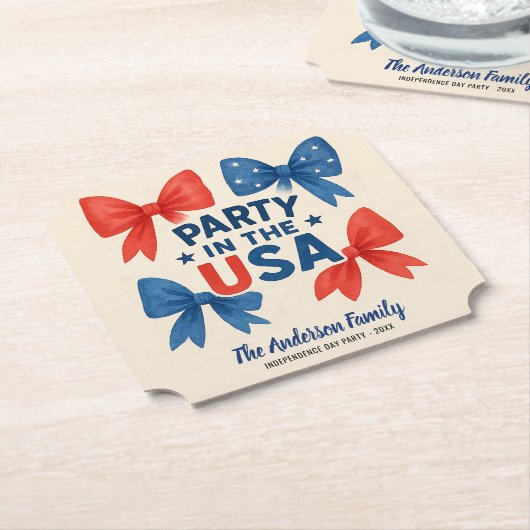 Party in den USA Patriotic 4. Juli Custom Untersetzer (angewinkelt)