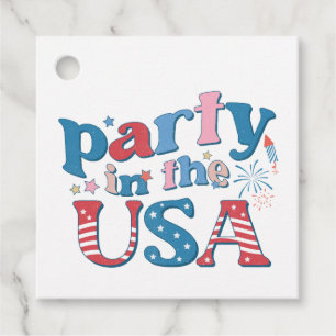 Party in den USA Patriotic Square Sticker Geschenkanhänger