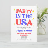 Party in den USA Retro 4. Juli Party Einladung (Stehend Vorderseite)