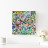 Party in der Box-Wall-Uhr Quadratische Wanduhr (Zuhause)