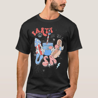 Party in der US-Flagge Groovy 4. Juli Patriotic T-Shirt