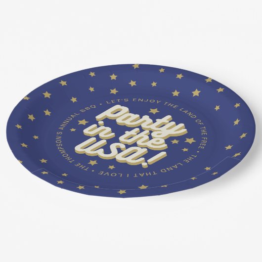 Party in der US-Marine 4. Juli Dekorationen Pappteller (Schrägansicht)