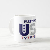 Party in der US-Tasse mit Flag - Funny Gift Kaffeetasse (Vorderseite Links)